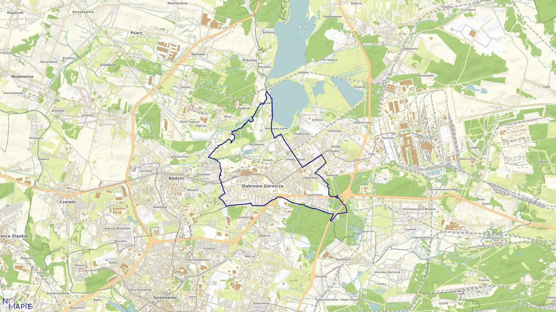 Mapa obrębu Dąbrowa Górnicza I w mieście Dąbrowa Górnicza