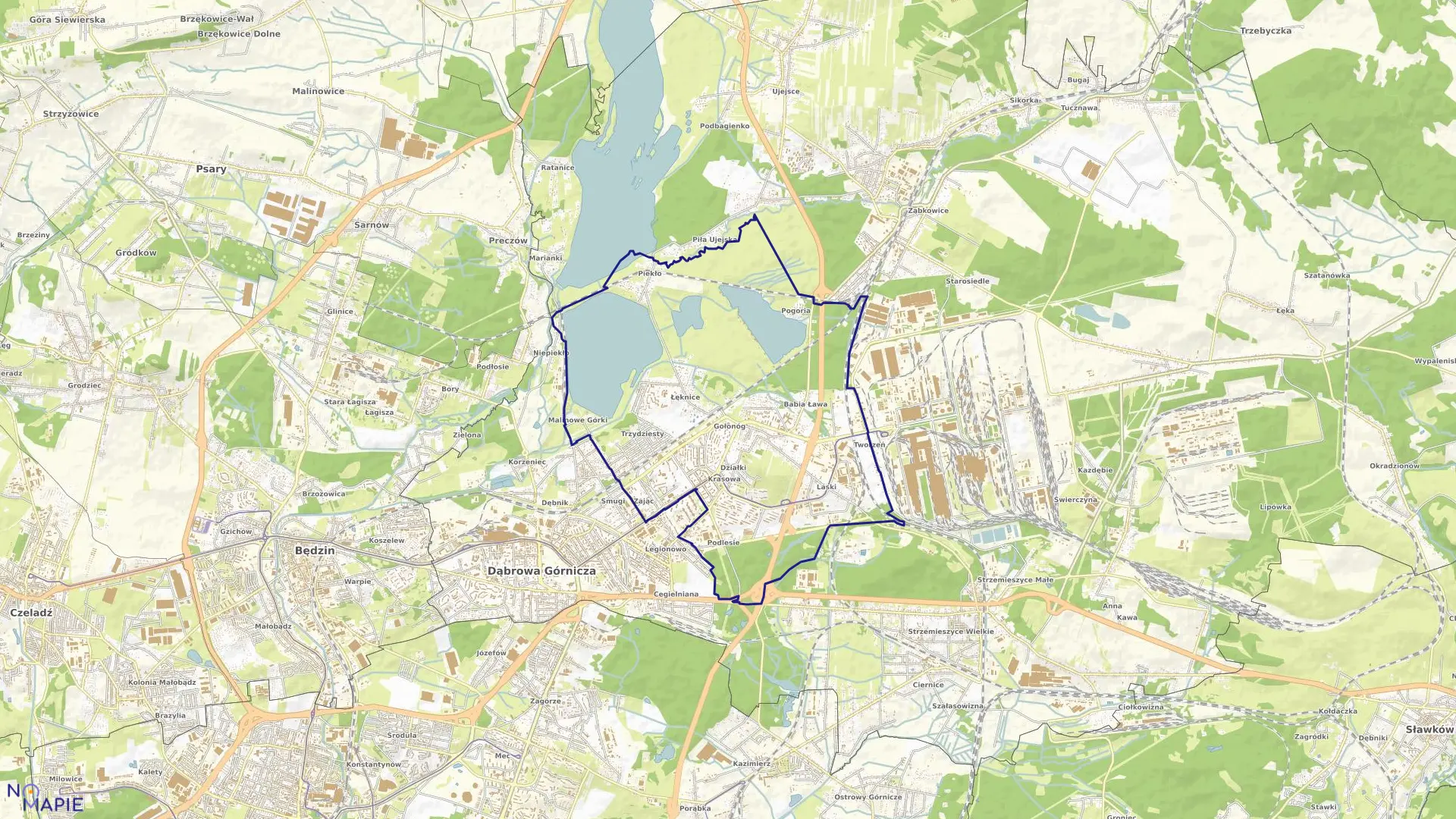 Mapa obrębu Dąbrowa Górnicza II w mieście Dąbrowa Górnicza