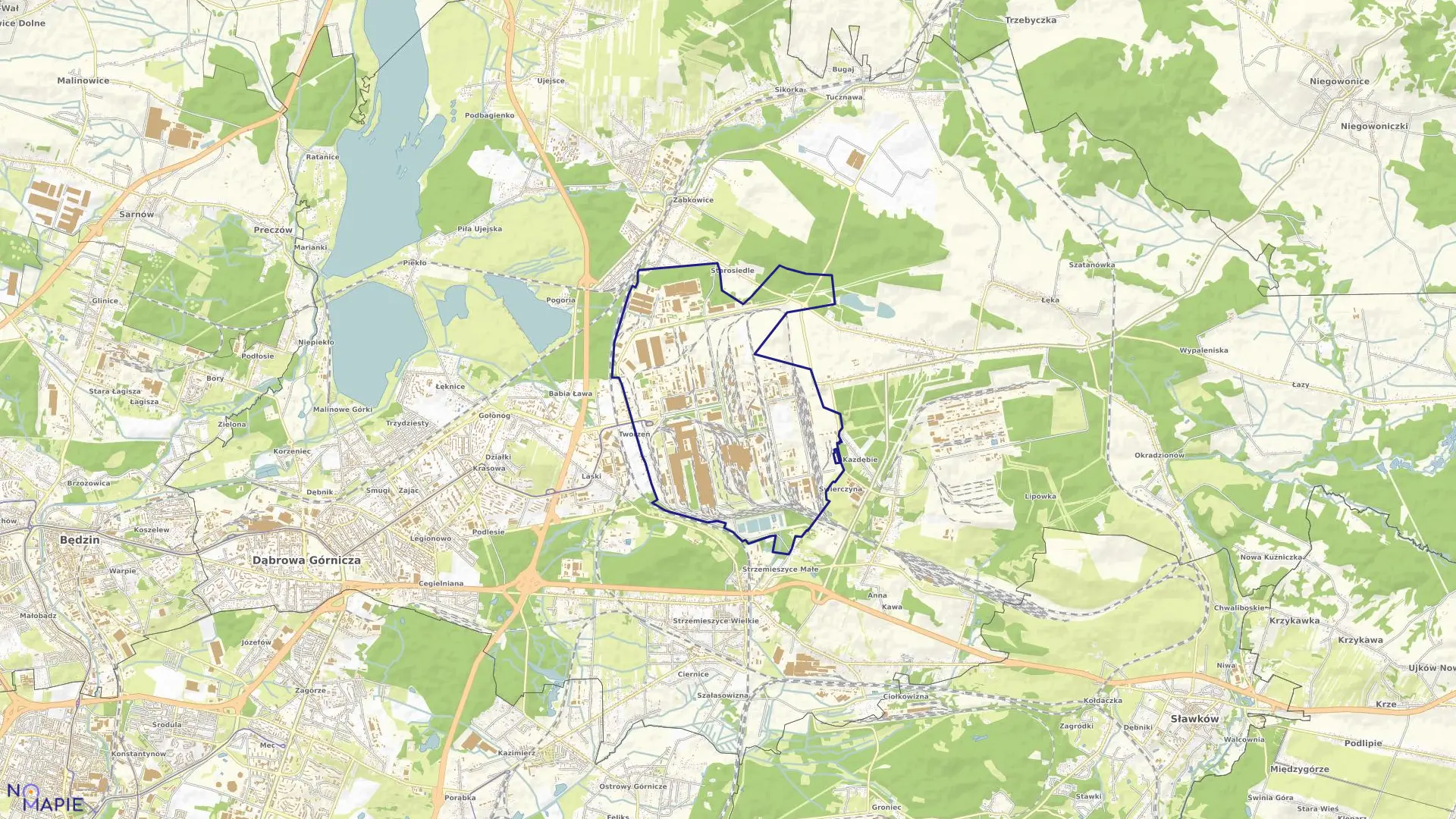 Mapa obrębu Dąbrowa Górnicza III w mieście Dąbrowa Górnicza