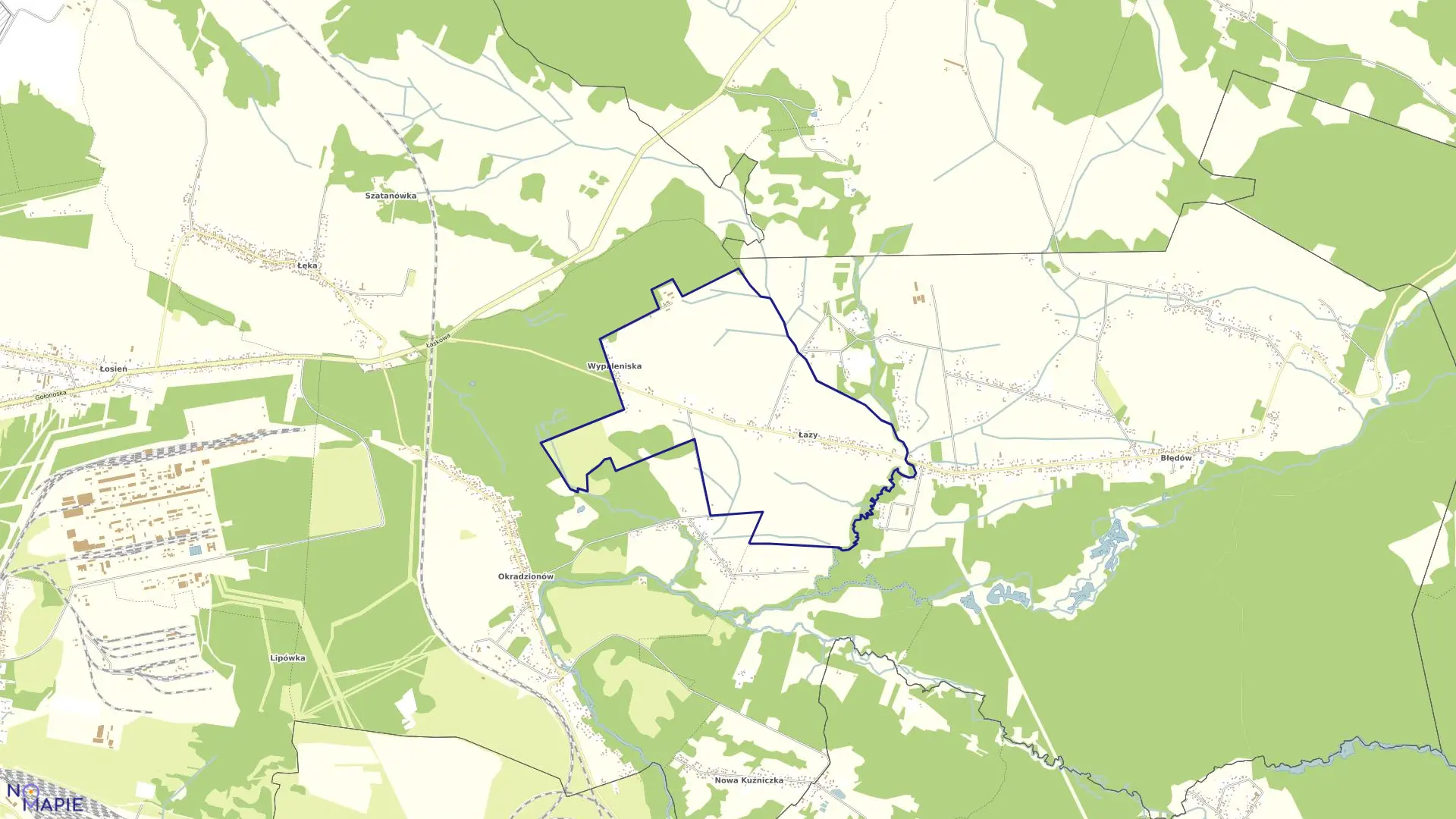 Mapa obrębu Łazy w mieście Dąbrowa Górnicza